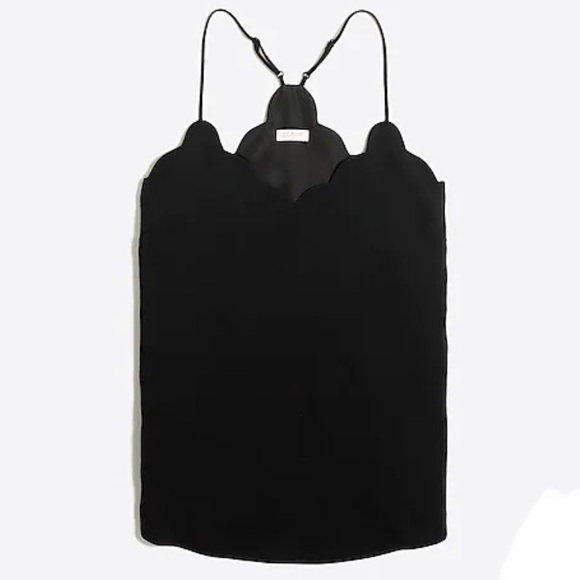 NWT! J. Crew Scalloped Cami Top, Black, Size 2 - Picture 5 of 15